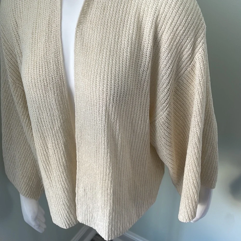 ANTHROPOLOGIE cream open weave loose kimono cardigan with wide sleeves one size